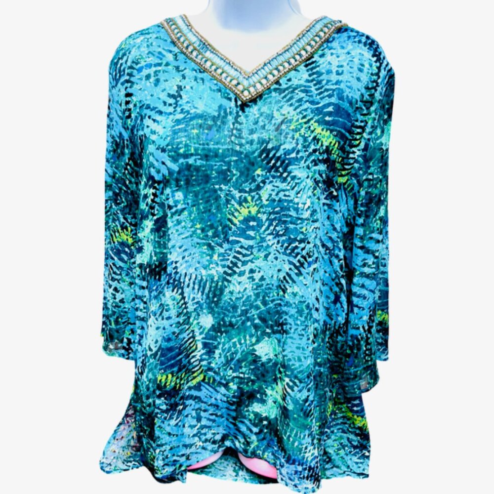 2 Blouses: New Torrid Sz 0 - Peck & Peclk Weekend Floral Long Sleeve (#59 - Picture 10 of 11